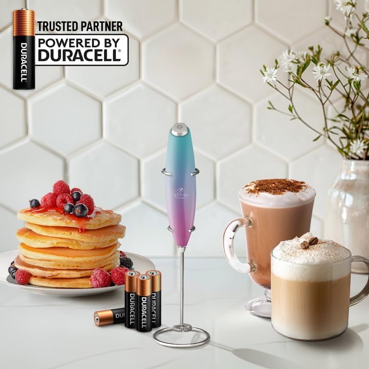 Zulay Kitchen Powerful Milk Frother Wand With 4 AA Duracell Batteries - Ultra Fast Handheld Drink Mixer - Electric Whisk Foam Maker for Coffee, Lattes, Cappuccino, Matcha & Creamer - - Culinary Roots