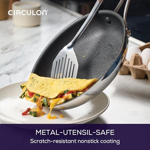 C1 Series Clad Stainless Steel with ScratchDefense Technology Cookware Nonstick Induction Frying Pans