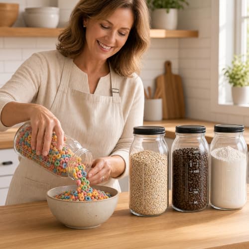 64 oz Large Plastic Mason Jars with Airtight Lids Wide Mouth (4 Count)