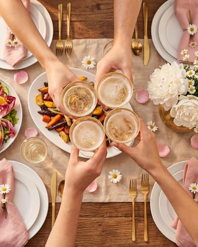 180Pcs Elegant Pink Gold Dinnerware Set for Party Wedding (180 Count)