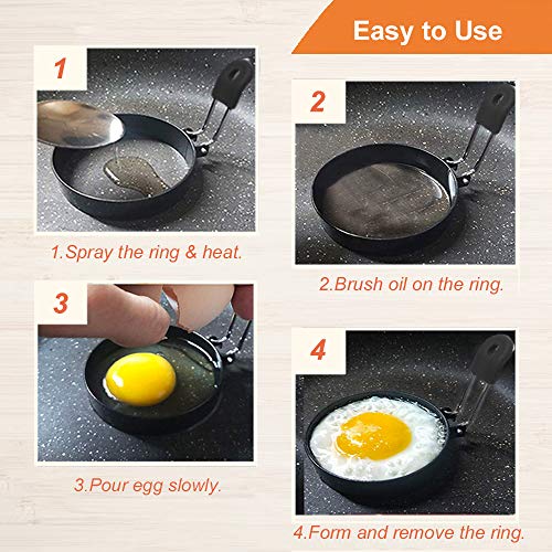 Large 3.5" Nonstick Egg Rings Set of 4 (4 Count)