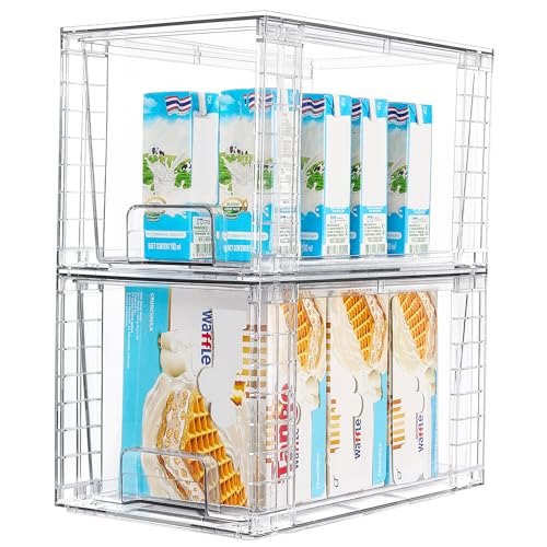 4 Pack Stackable Clear Pantry Storage Drawers (2 Count)