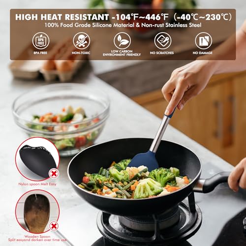 446°F Heat Resistant Silicone Kitchen Utensils (14 Count)