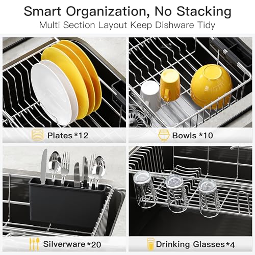 in Sink Dish Drying Rack with Drainboard and Utensil Holder
