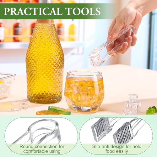 18 Pcs Plastic Serving Tongs Mini Kitchen Tongs Utility and Plastic Kitchen Scoops Clear Ice Scoop Mini Clear Buffet Scoop for Candy Dessert Buffet Ice Snack Coffee Tea (18 Count)
