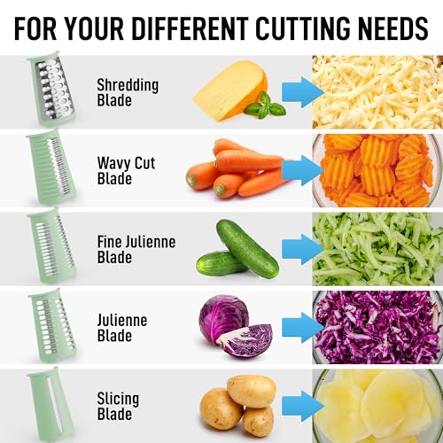 Rotary Cheese Grater Manual Hand Crank 5 Blade Shredder