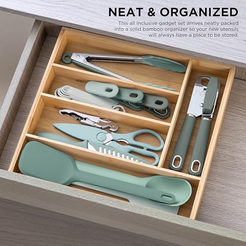 Bamboo Kitchen Utensil Set with Drawer Organizer