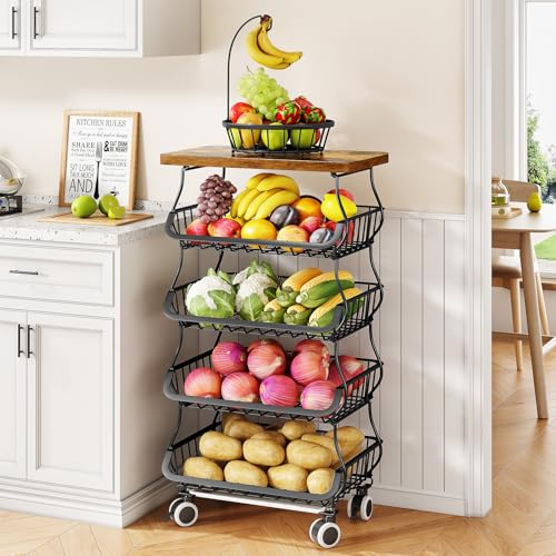 5 Tier Fruit and Vegetable Basket Stand for Kitchen