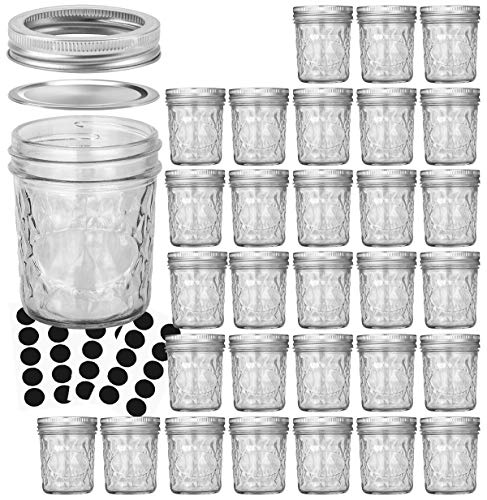 Mason Jars 30 PACK 6oz Canning Mason Jars Jelly Jars With Lids (30 Count)