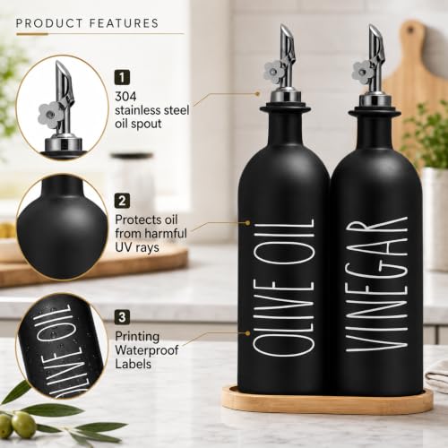 16oz Olive Oil Dispenser Bottles for Kitchen (2 Count)