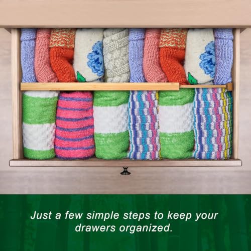 6 Pack Bamboo Drawer Dividers 4.65" High Adjustable from 17'' to 22'' (6 Count)
