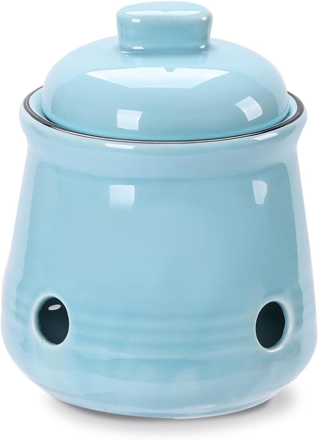 HAOTOP Ceramic Mini Garlic Keeper with Lid, Garlic Container Saver for Countertop, Keep Your Garlic Cloves Fresh (Turquoise) - Culinary Roots