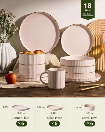 Stoneware Dishes Dinnerware Sets for 6 (18 Count)