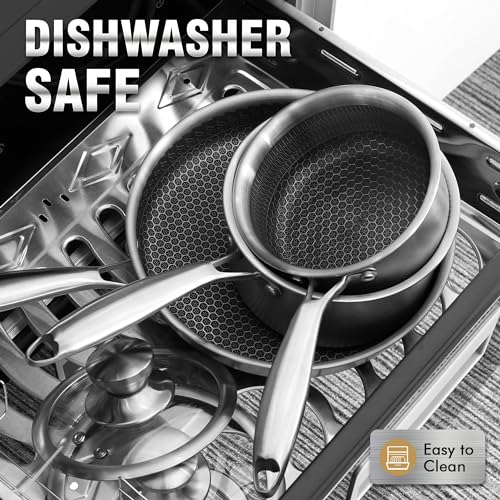 Hybrid Nonstick 1 Quart Stainless Steel Saucepan with Glass Lid
