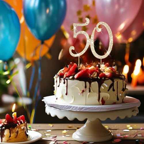 50th Birthday Decorations Women Rhinestone Birthday Cake Topper