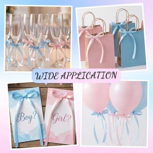30 Pack Pink Blue Bow Cake Toppers Ribbon Bows for Cake (30 Count)