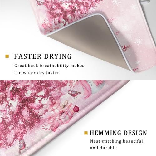 Pink Forest Dish Drying Mat Washable Drying Matt Kitchen Counter