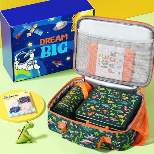 Kids Bento Lunch Box with Toddler Insulated Water Bottle Lunch Bag (7 Count)