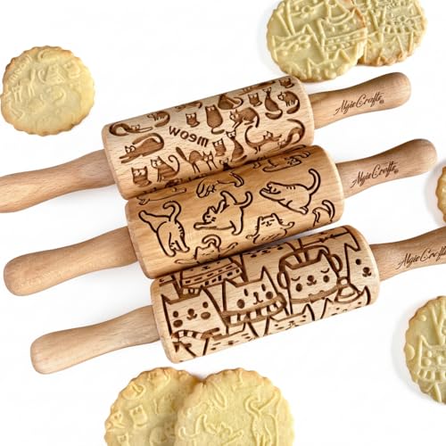 CATS 3 Mini Embossed Rolling Pin Set