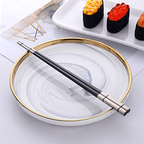 5 Pair Black Stainless Steel Chopsticks