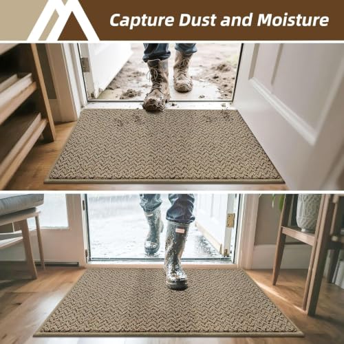 Dirt Trapper Door Mat 17"x30" Non Slip Washable Taupe (2.1977 Sq Ft)