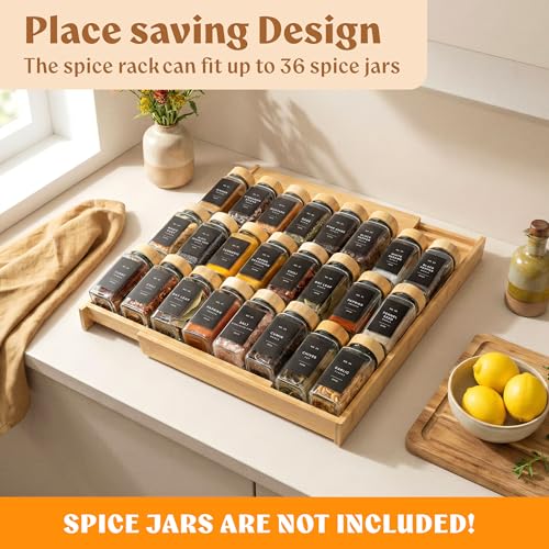 Bamboo Spice Drawer Organizer