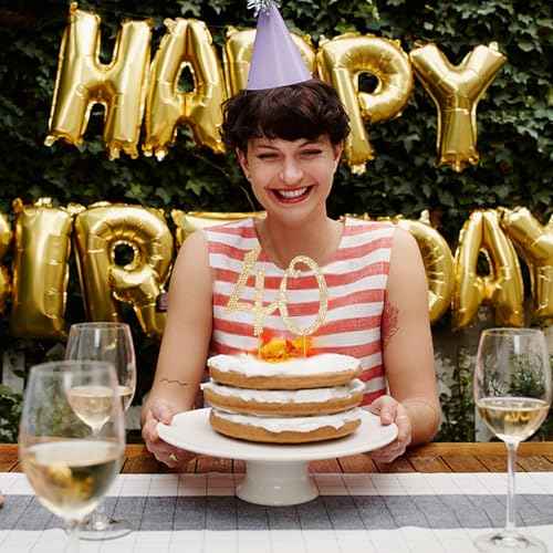 Gold 40th Birthday Cake Topper Rhinestones Cake Decorations for 40th Birthday Party