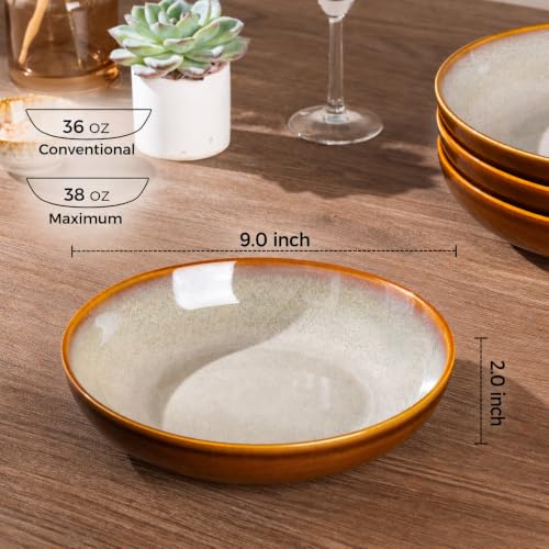 9.0" Ceramic Pasta Bowls Set of 4 (4 Count)
