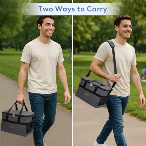 Cooler Bag 30 Cans Collapsible and Insulated Large Lunch Bag Leakproof Soft Cooler Portable for Camping (30 Count)