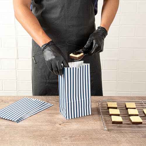 Blue And White Stripe Paper Bag (100 Count)