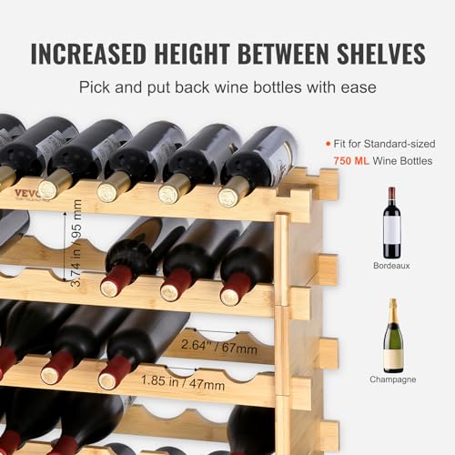 8 Tier 72 Bottles Stackable Modular Wine Rack (72 Count)