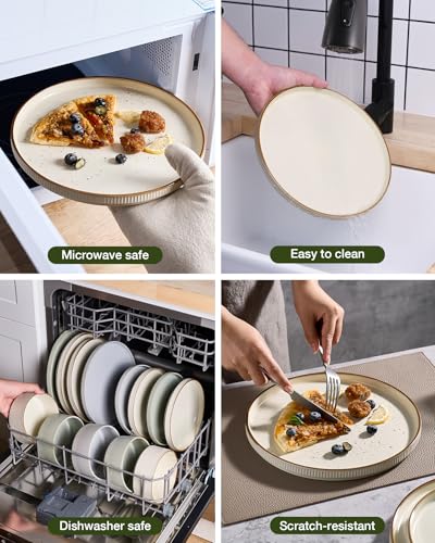 Plates and Bowls Set with Rim (12 Count)