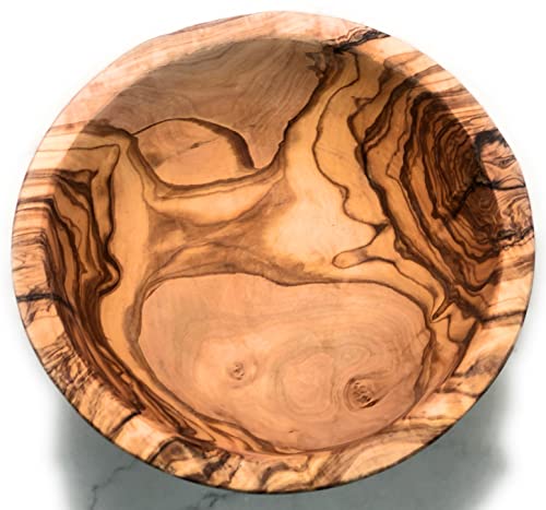 10" Artisan Olive Wood Serving Bowl Exotic Centerpiece or Serving Piece for Salads