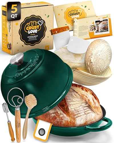 5 QT Enameled Dutch Oven for Bread Baking with Lid & Starter Kit