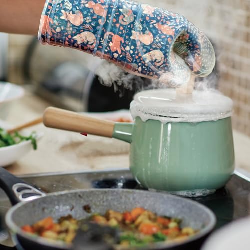 Oven Mitts with Transparent Clear Silicone Shell and Nice Cat Printing (2 Count)