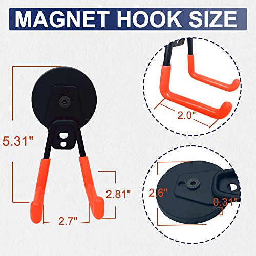 4 Pack Heavy Duty Magnetic Hooks 2.6'' Base Garage Storage Utility
