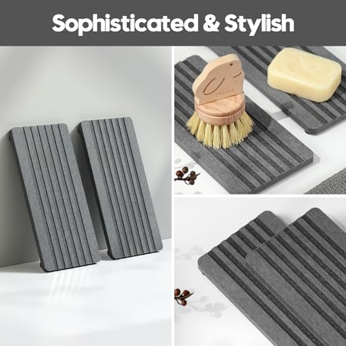 2PCS Diatomite Quick Stone Drying Tray Mat For Bathroom & Kitchen Counter (2 Count)