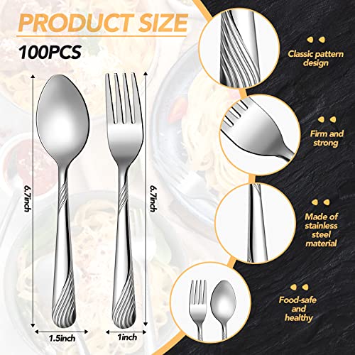 200 Pcs Dinner Forks and Spoons Silverware Set (100 Count)