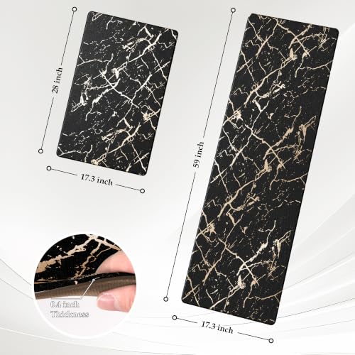 Gold Foil Stamped Marble Kitchen Mats