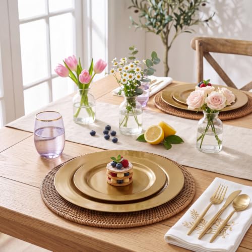 102 Pcs Solid Dark Gold Plastic Plates (51 Count)