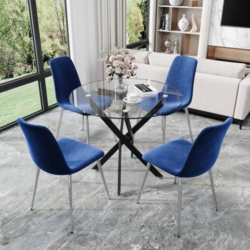 36” Round Glass Dining Table Set for 4 (5 Count)