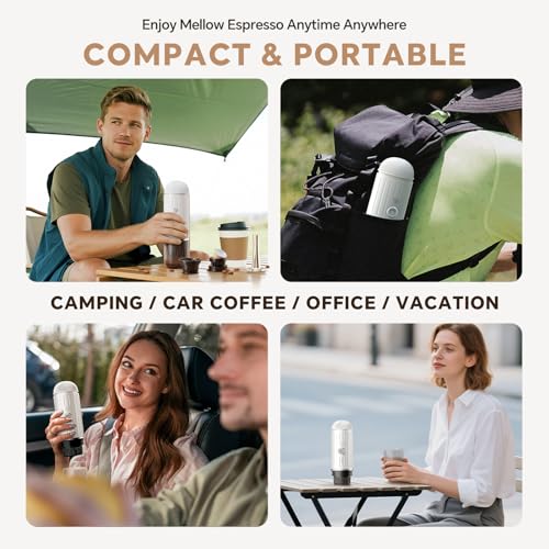 2-in-1 Portable Espresso Maker For Nespresso Pod＆Ground,White (2.09 Ounce)