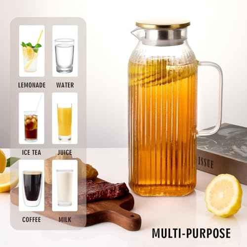 2.1 Liter 71oz Square Glass Pitcher with Lid