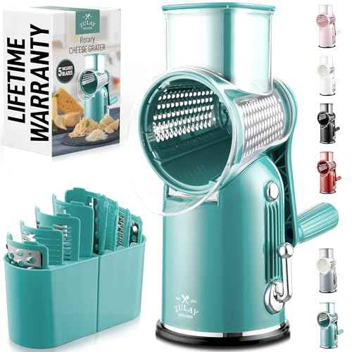 Rotary Cheese Grater Manual Hand Crank 5 Blade Shredder