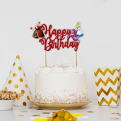 Alice in Wondrland Happy Birthday Cake Topper