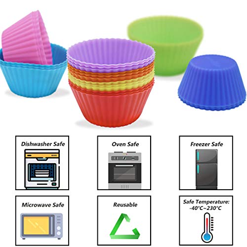 24 Pack Silicone Baking Cups Reusable Muffin Liners Non (24 Count)