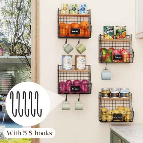 4 Pack Fruit Basket for Kitchen with Lid (4 Count)
