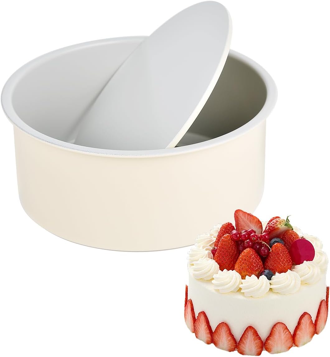 Guowall 6 inch Cake Pan with Removable Bottom Carbon Steel Round Chiffon Cake Tin Round Shaped Nonstick Cheesecake Mould for Baking - Cream Color - Culinary Roots
