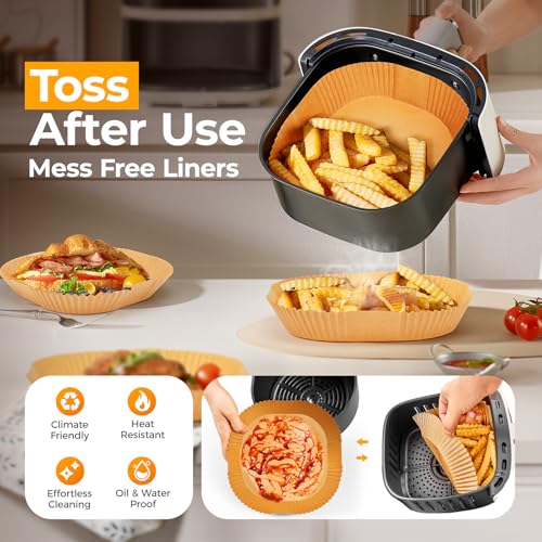 125PCS 9inch Square Air Fryer Disposable Liners for 10 (125 Count)