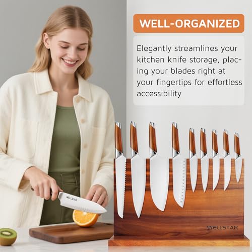 Extra Large Acacia Magnetic Knife Block 16x10 Inches